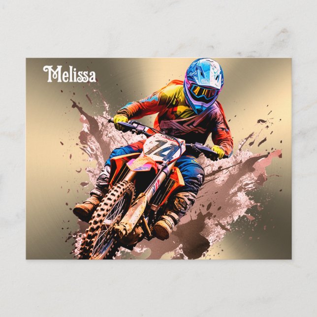 Personalised name Motocross Postcard (Front)