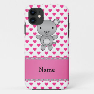 Personalised name mouse pink hearts polka dots Case-Mate iPhone case
