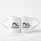 Personalised name Mr and Mrs mug set