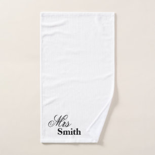 Personalised Name Mrs Smith White Hand Towel