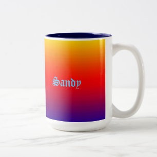 Personalised Name Multicolor Yellow Orange Blue Two-Tone Coffee Mug