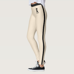 Personalised Name Mum Champagne Gold Black Stripes Leggings