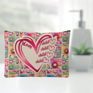 Personalised Name Mum Kids Floral All Over Print Accessory Pouch