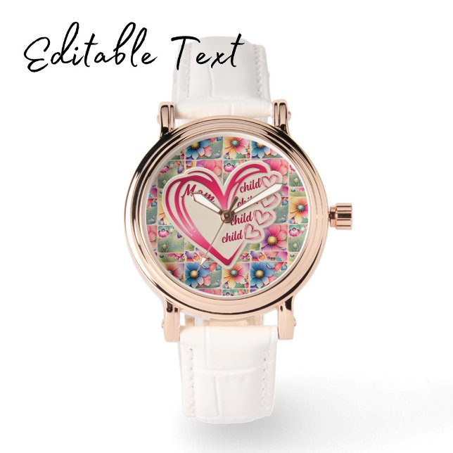 Personalised Name Mum Kids Floral All Over Print Watch (Creator Uploaded)