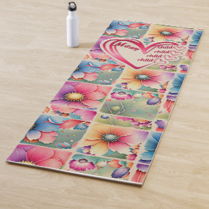 Personalised Name Mum Kids Floral All Over Print Yoga Mat