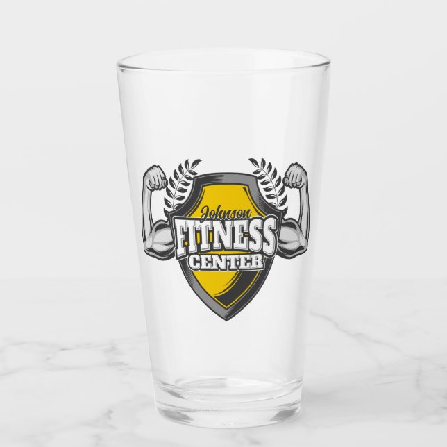 Personalised NAME Muscle Fitness Trainer Gym Glass (Front)