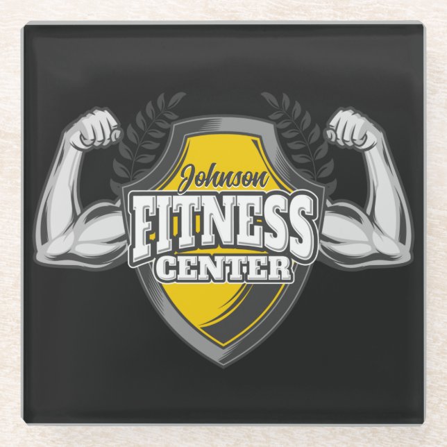 Personalised NAME Muscle Fitness Trainer Gym Glass Coaster (Front)