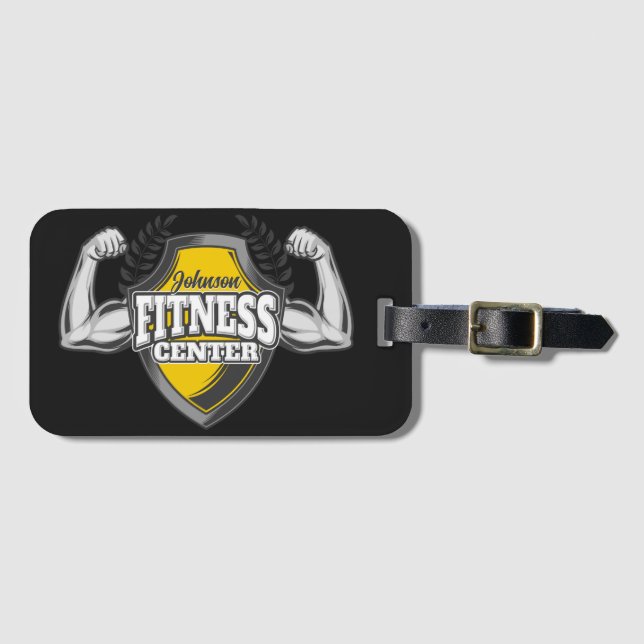 Personalised NAME Muscle Fitness Trainer Gym Luggage Tag (Front Horizontal)