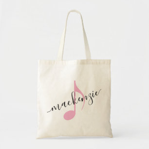 Personalised Name Music Note Black Pink Tote Bag