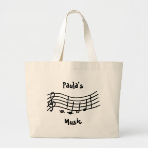Personalised Name, music notes wavy scale, bag