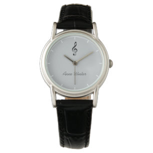 personalised name & musical note (treble clef) watch