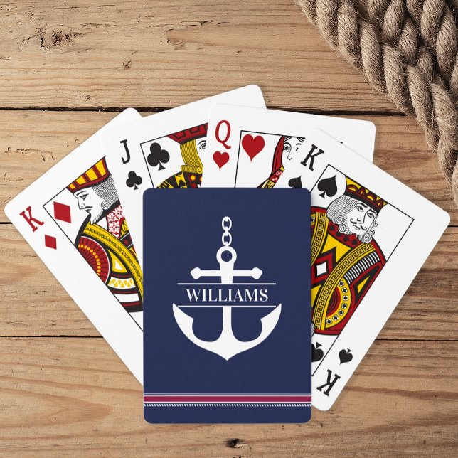 Personalised Name Nautical Anchor Playing Cards (Personalized Nautical Playing Cards)