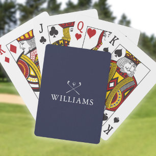 Personalised Name Navy Blue And White Golf Clubs Playing Cards