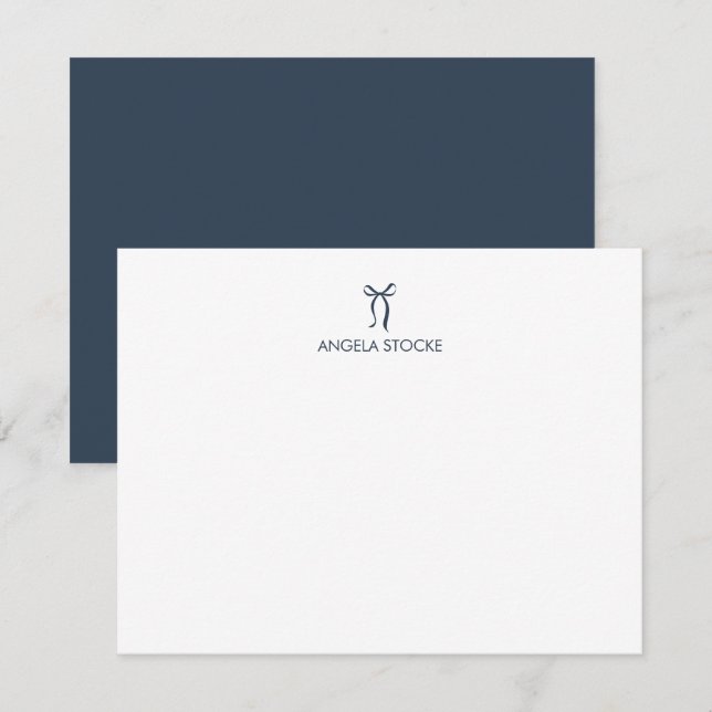 Personalised Name Navy Blue Bow Card (Front/Back)