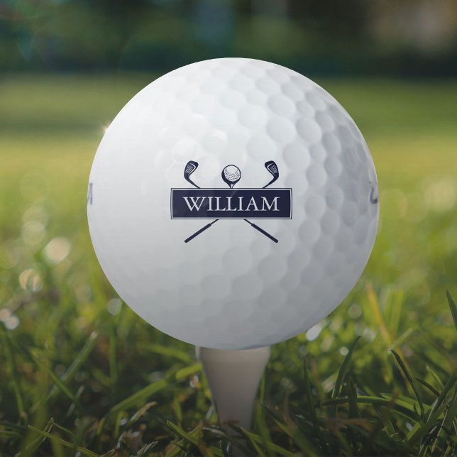 Personalised Name Navy Blue Clubs Golf Balls (Personalized Name Navy Blue Clubs Golf Balls)