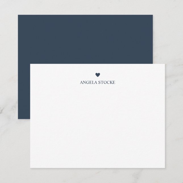 Personalised Name Navy Blue Heart Card (Front/Back)