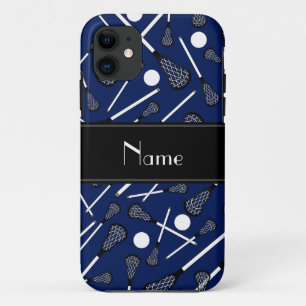 Personalised name navy blue lacrosse Case-Mate iPhone case