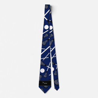 Personalised name navy blue lacrosse tie