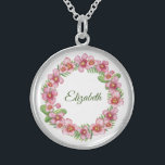 Personalised Name Necklace Floral Wreath<br><div class="desc">Personalizd Name Necklace. Add your own name. You can change the font and the font colour to make it your own. A great gift for bridesmaids,  wedding party,  Mother's Sister's,  friends.</div>