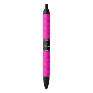 Personalised name neon hot pink hearts and paws black ink pen