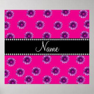 Personalised name neon hot pink purple pink flower poster