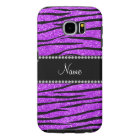 Personalised name neon purple glitter zebra stripe