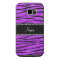 Personalised name neon purple glitter zebra stripe