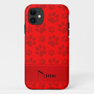 Personalised name neon red dog paws Case-Mate iPhone case