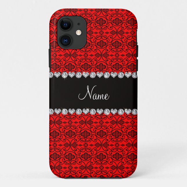 Personalised name neon red moroccan trellis Case-Mate iPhone case (Back)