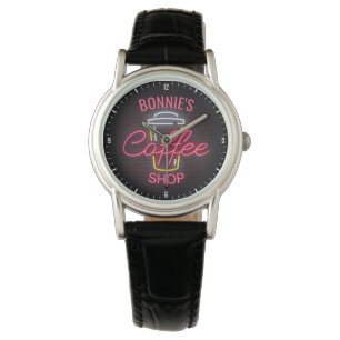Personalised NAME Neon Style Coffee Shop Custom Watch