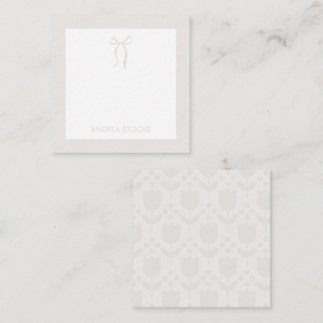 Personalised Name Neutral Bow Card (Front/Back)