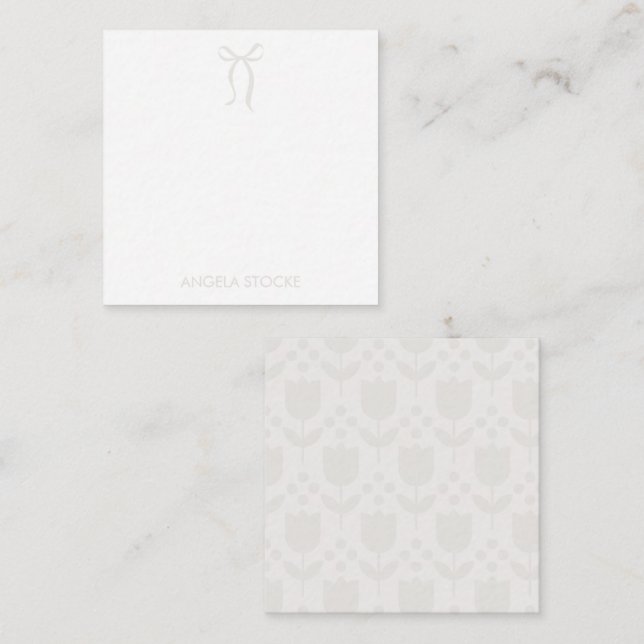 Personalised Name Neutral Bow Card (Front/Back)