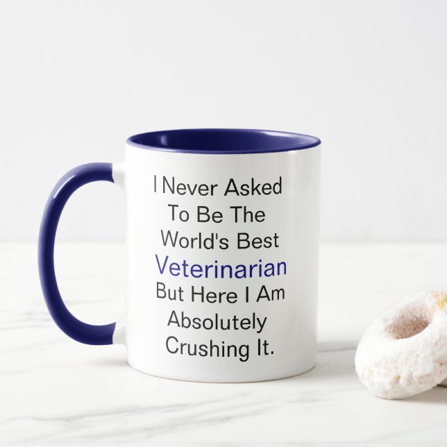 Personalised name never asked be best Veterinarian Mug (With Donut)