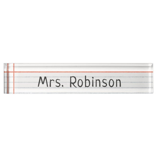 Personalised Name Notebook Paper Teacher Nameplate (Front)