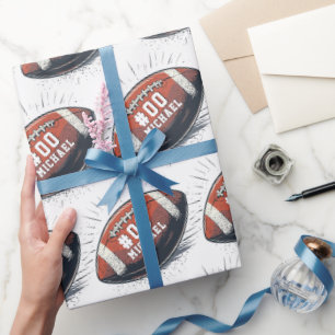 Personalised Name & Number American football Wrapping Paper