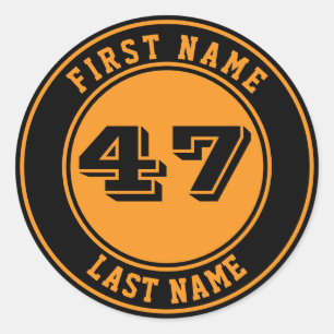 Personalised Name & Number Baseball Bat Knob Classic Round Sticker