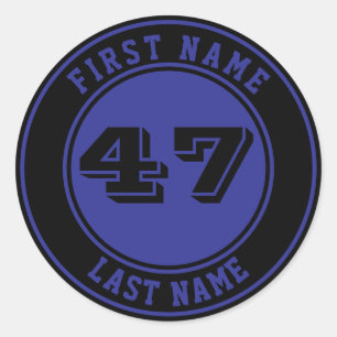 Personalised Name & Number Baseball Bat Knob Classic Round Sticker