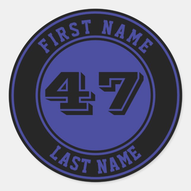 Personalised Name & Number Baseball Bat Knob Classic Round Sticker (Front)