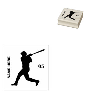 Personalised Name Number Baseball Rubber Stamp