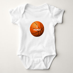 Personalised Name Number Basketball Baby Bodysuit