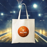 Personalised Name Number Basketball Sports Tote Bag<br><div class="desc">Personalised name and team number basketball gift. Designed by Thisisnotme©</div>