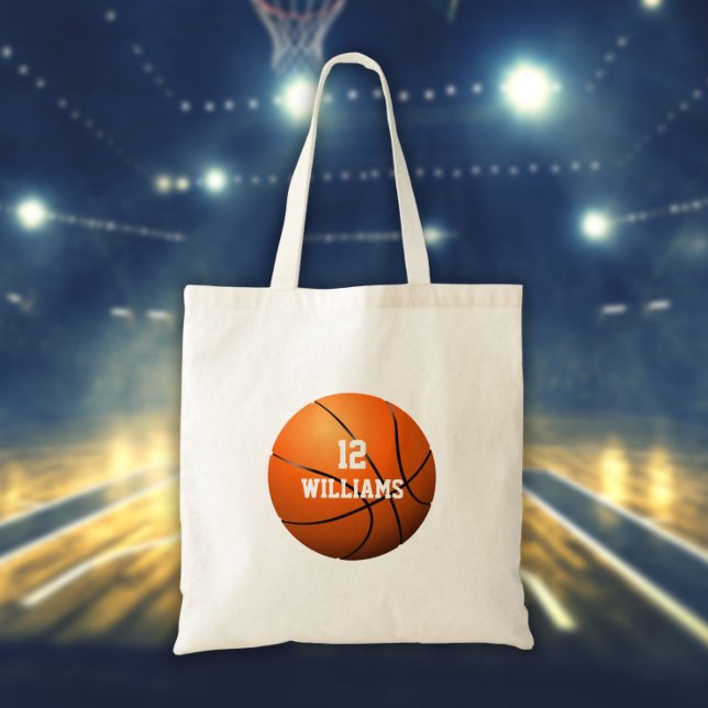 Personalised Name Number Basketball Sports Tote Bag (Creator Uploaded)