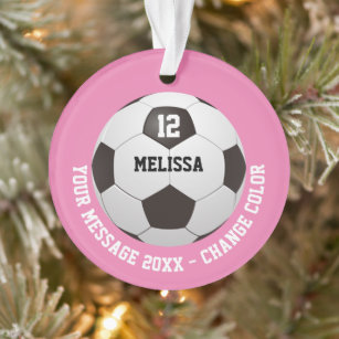 Personalised Name Number Message Soccer Ball  Ornament