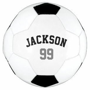 Personalised Name Number Minimalistic Black Grey Soccer Ball