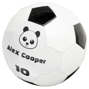Personalised Name Number Smiling panda Soccer Ball