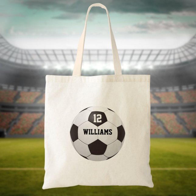 Personalised Name Number Soccer Ball Tote Bag (Creator Uploaded)