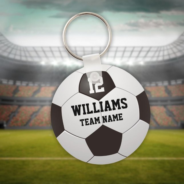 Personalised Name Number Team Name Soccer Ball Key Ring (Personalized Name Number Team Name Soccer Ball Keychain)