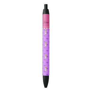Personalised name nurse pastel purple hearts black ink pen