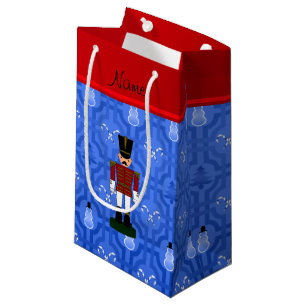 Personalised name nutcracker blue snowman trellis small gift bag