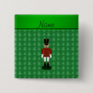 Personalised name nutcracker green Christmas trees 15 Cm Square Badge